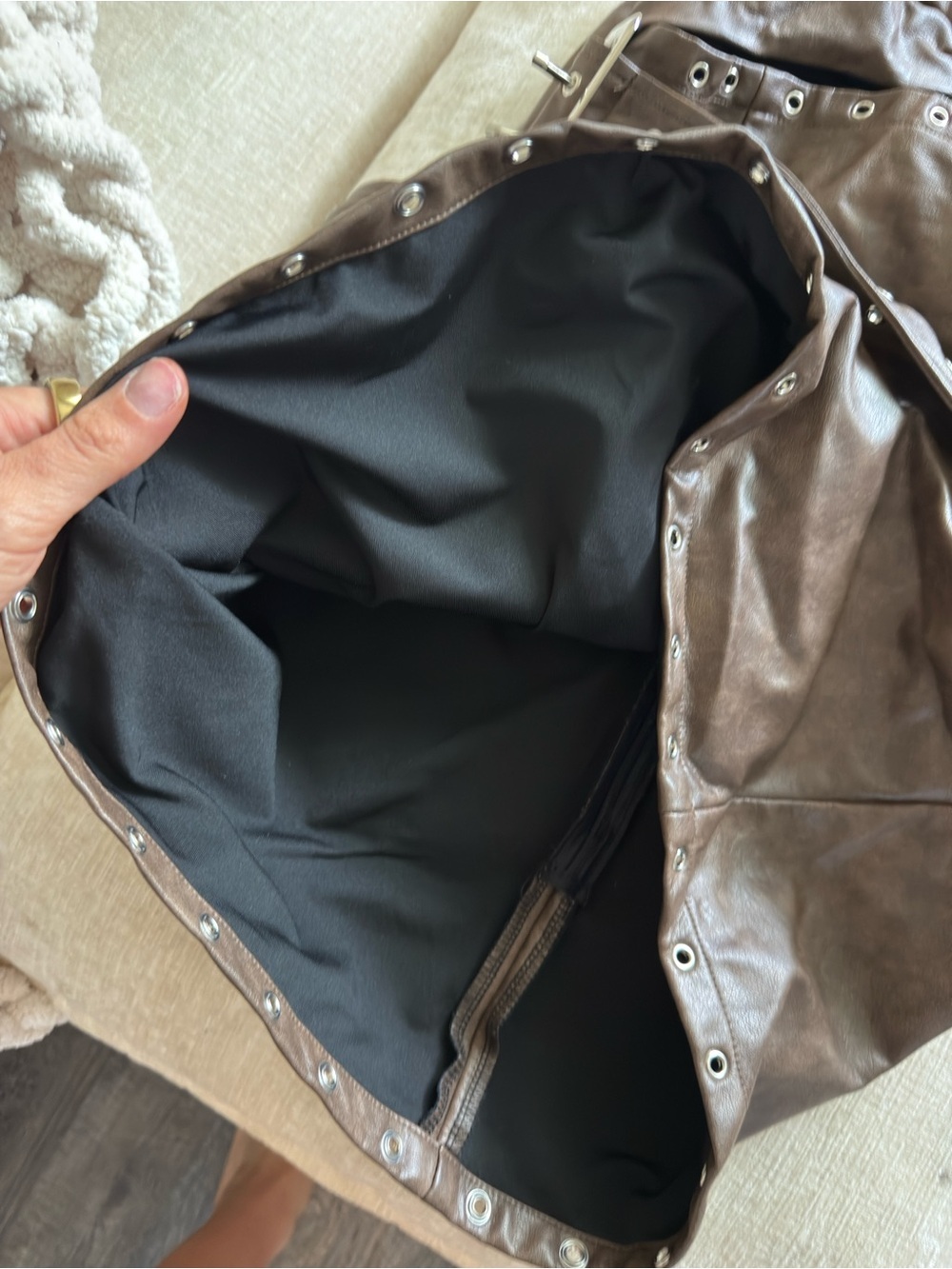 Fashion Nova Brown Faux-Leather Halter Dress - Picture 5 of 7